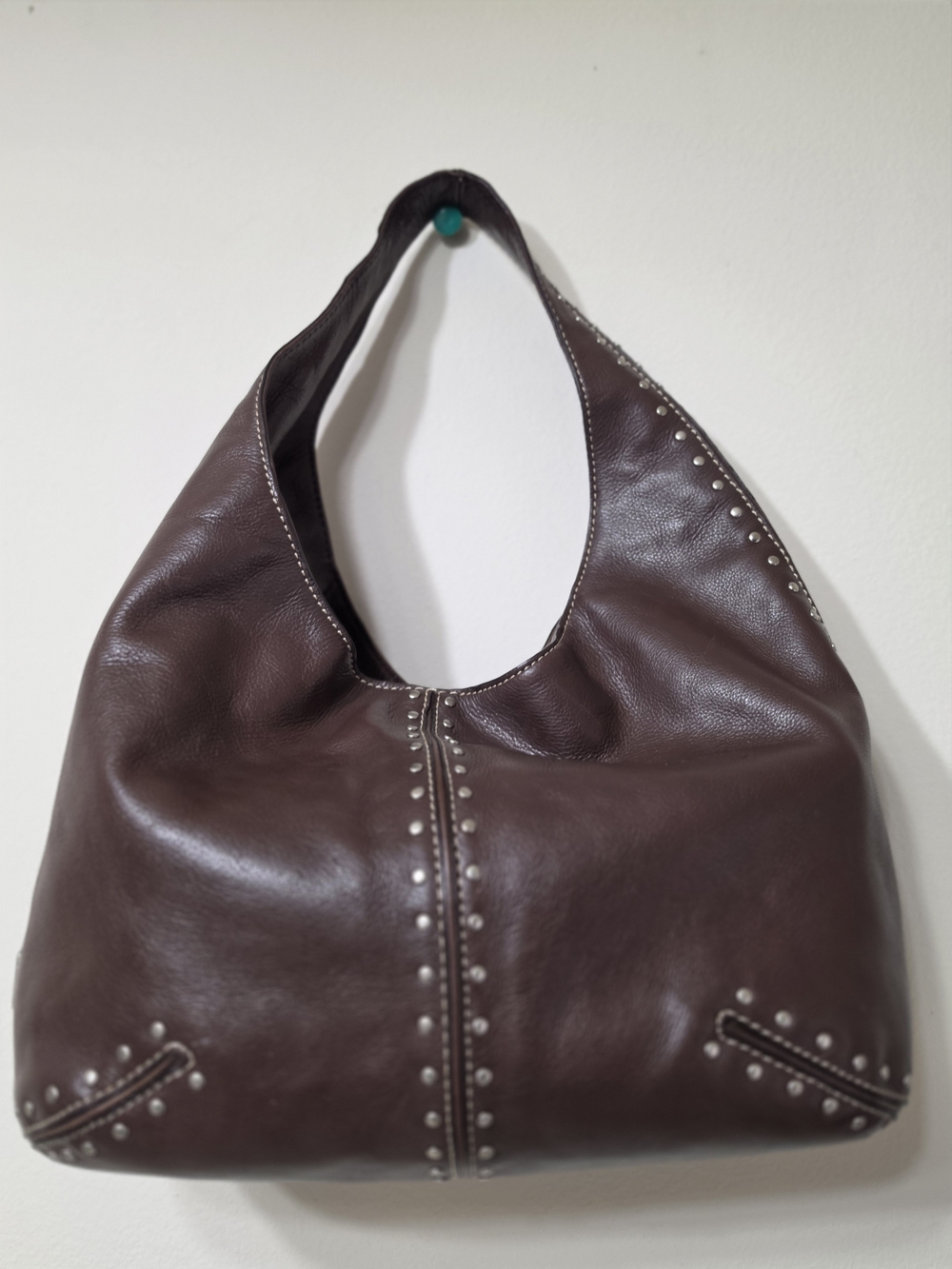 Michael Kors-tudded Brown Leather Hobo Bag